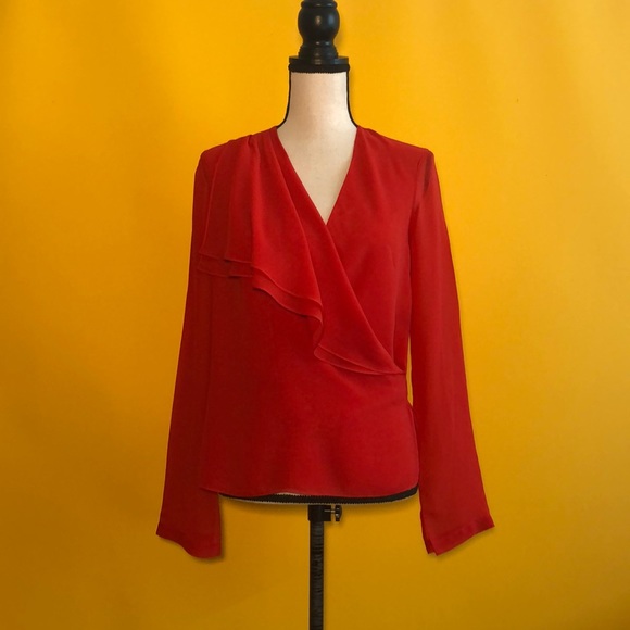 Robert Rodriguez silk long sleeve wrap blouse - Picture 2 of 7